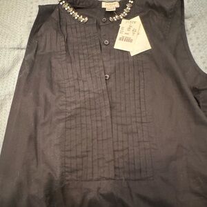 J.Crew Black Top with Jewel Collar